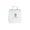 Bolsa de la compra personalizada de papel blanco 32 + 22 x 29 cm - Asas planas - Impresión en hasta 3 colores