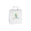 Bolsa de la compra personalizada de papel blanco 32 + 22 x 29 cm - Asas planas - Impresión en hasta 3 colores