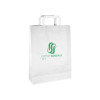 Bolsa de la compra personalizada de papel blanco 32 + 12 x 41 cm - Asas planas - Impresión hasta 3 colores
