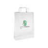 Bolsa de la compra personalizada de papel blanco 32 + 12 x 41 cm - Asas planas - Impresión hasta 3 colores