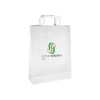 Bolsa de la compra personalizada de papel blanco 32 + 12 x 41 cm - Asas planas - Impresión hasta 3 colores