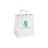 Bolsa de la compra personalizada de papel blanco 26 + 20 x 30 cm - Asas planas - Impresión en hasta 3 colores