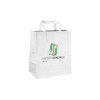 Bolsa de la compra personalizada de papel blanco 26 + 20 x 30 cm - Asas planas - Impresión en hasta 3 colores