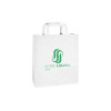 Bolsa de papel blanca personalizada 24 + 10 x 32 cm - Asas planas - Impresión hasta 3 colores