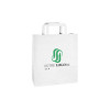 Bolsa de papel blanca personalizada 24 + 10 x 32 cm - Asas planas - Impresión hasta 3 colores