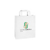 Bolsa de papel blanca personalizada 24 + 10 x 32 cm - Asas planas - Impresión hasta 3 colores