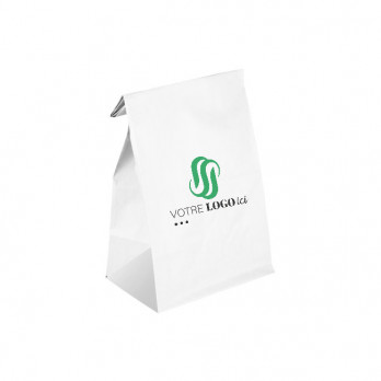 Bolsa SOS personalizada de papel blanco, 22 + 10 x 36 cm - Impresión de hasta 2 colores