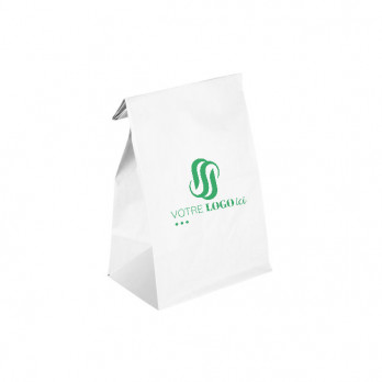 Bolsa SOS personalizada de papel blanco, 32 + 16 x 35 cm - Impresión de hasta 2 colores