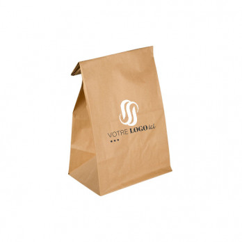 Bolsa SOS personalizada de papel kraft, 32 + 16 x 35 cm - Impresión en hasta 2 colores