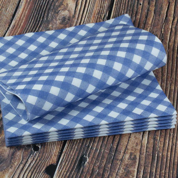 Suaves servilletas de tela sin tejer de guinga blanca y azul para restaurantes de alta gama