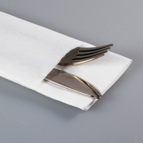 Toalla de bolsillo blanca suave no tejida para cubiertos