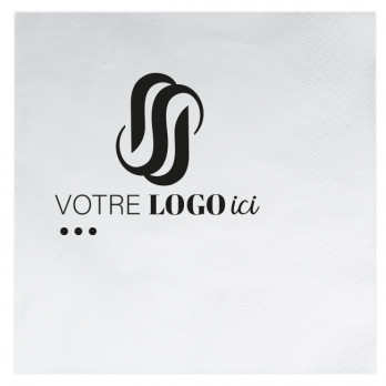 Servilleta de papel blanca personalizada 40 x 40 - 2 pliegues - Impresión en 1 ó 2 colores