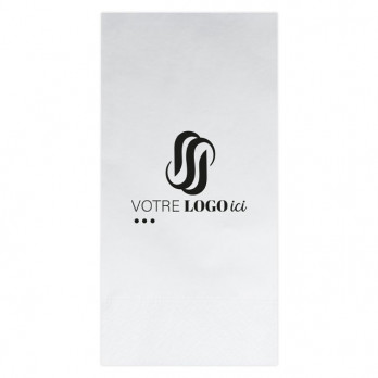 Servilleta de papel blanca personalizada 40 x 40 - 2 pliegues - Plege americano - Impresión en 1 ó 2 colores