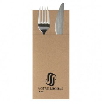 Servilleta aspecto tisú personalizada en color kraft 32 x 40 - Pliegue canguro - Impresión a 1 ó 2 tintas