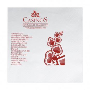 Servilleta de papel blanca personalizada 30 x 30 - 2 pliegues - Impresión en 1 ó 2 colores