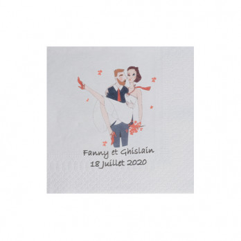 Servilleta personalizada de algodón blanco 20 x 20 - 2 pliegues - Impresión digital