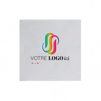Servilleta personalizada de algodón blanco 20 x 20 - 2 pliegues - Impresión digital