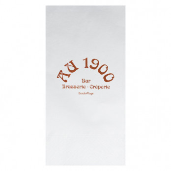 Servilleta de papel blanca personalizada 40 x 40 - 2 pliegues - Plege americano - Impresión en 1 ó 2 colores