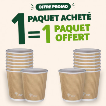 Vaso 100 % cartón kraft, 0 % plástico, de triple pared, 12 oz: por cada paquete comprado, te regalamos otro.