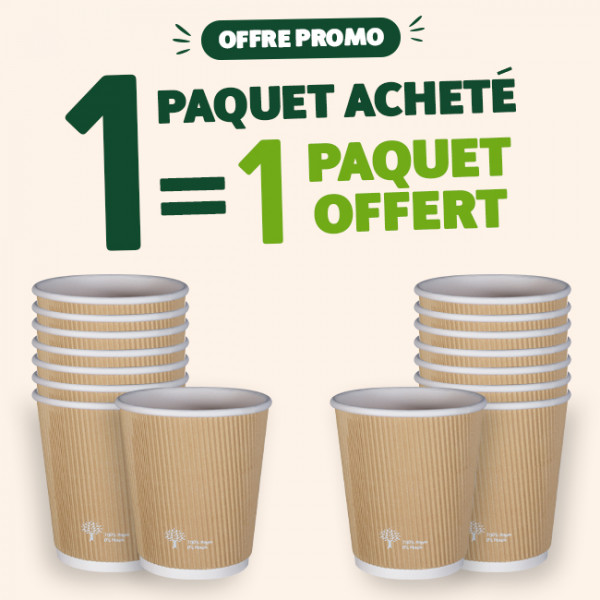 Vaso 100 % cartón kraft, 0 % plástico, de triple pared, 12 oz: por cada paquete comprado, te regalamos otro.